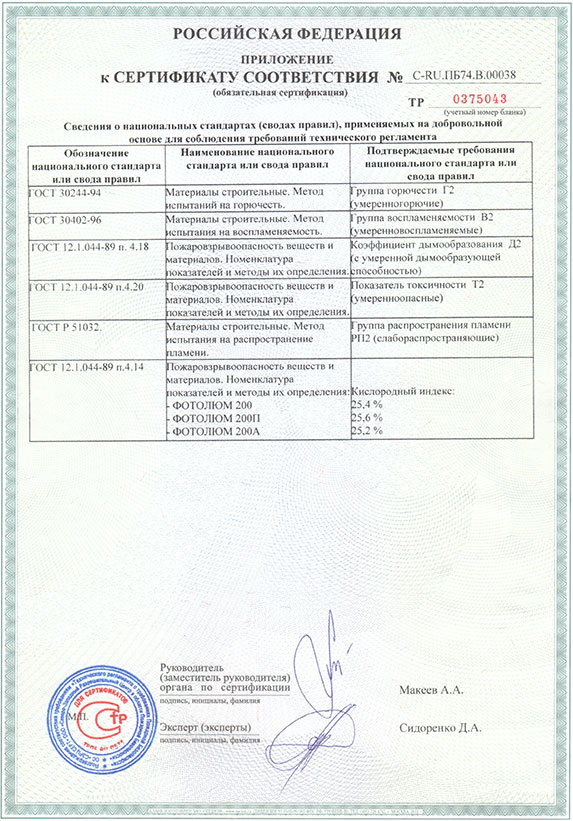 Сертификат соответствия ФМ