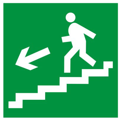 Направление к эвакуационному выходу по лестнице вниз